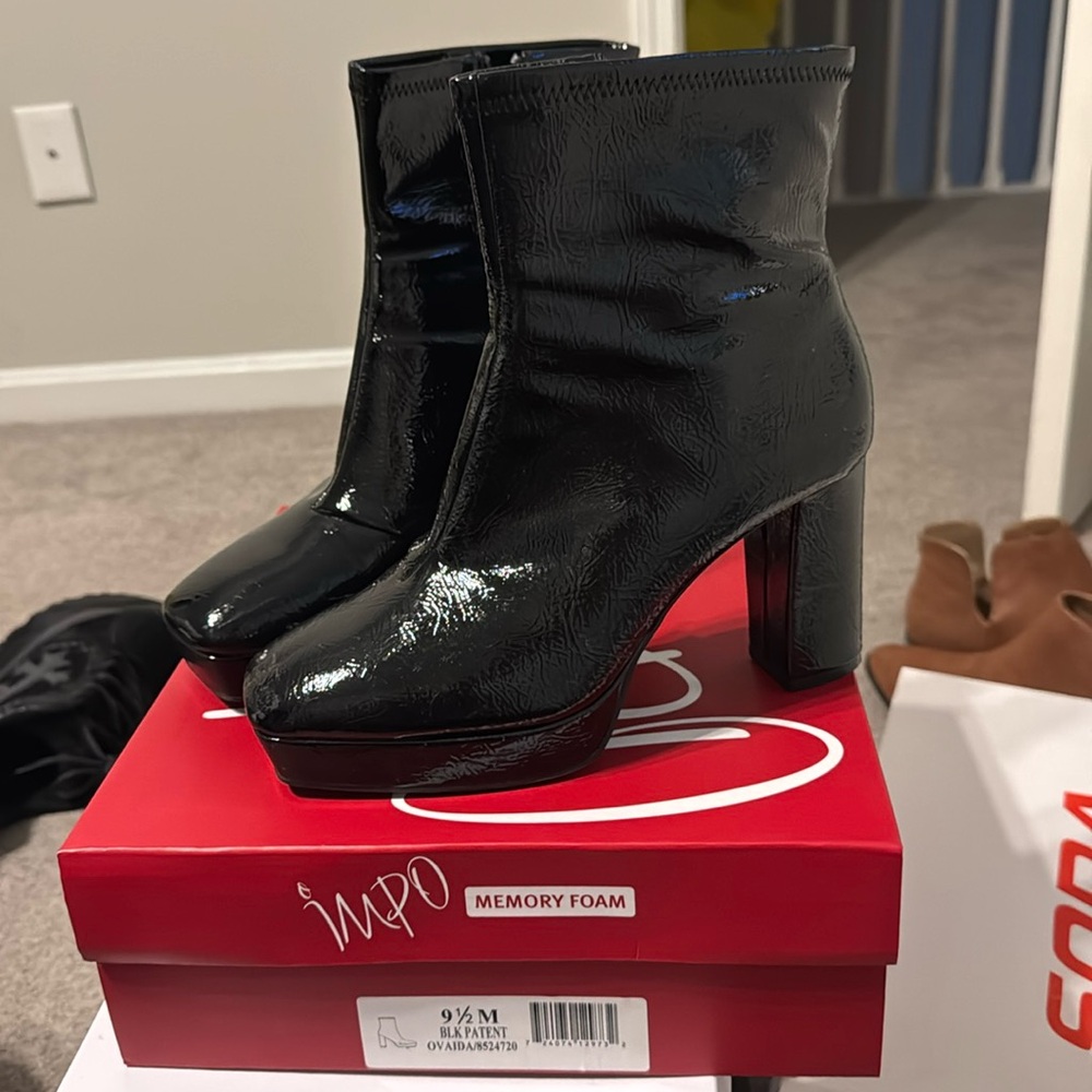 Black patent booties